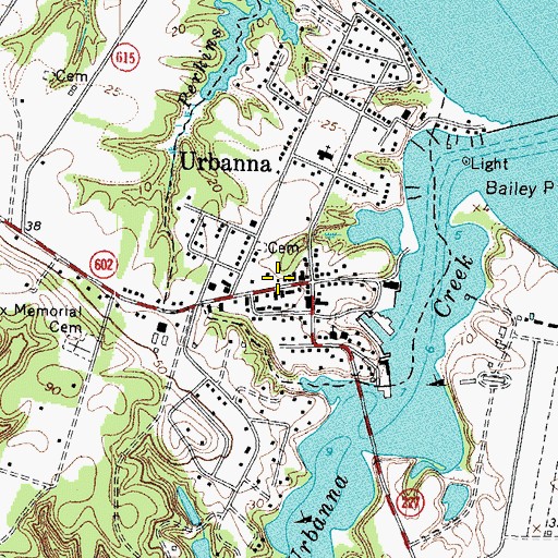 Topographic Map of Urbanna Post Office, VA