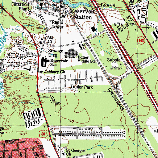 Topographic Map of Americana Park East Mobile Home Park, VA