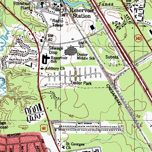 Topographic Map of Americana Park East Mobile Home Park, VA