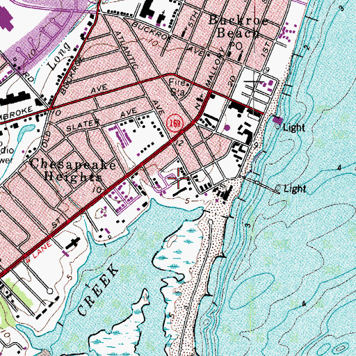Topographic Map of Bloxom Trailer Court, VA