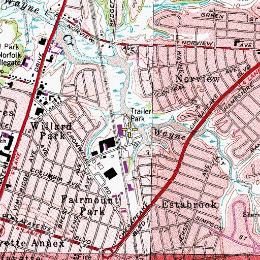 Topographic Map of Central Trailer Park, VA