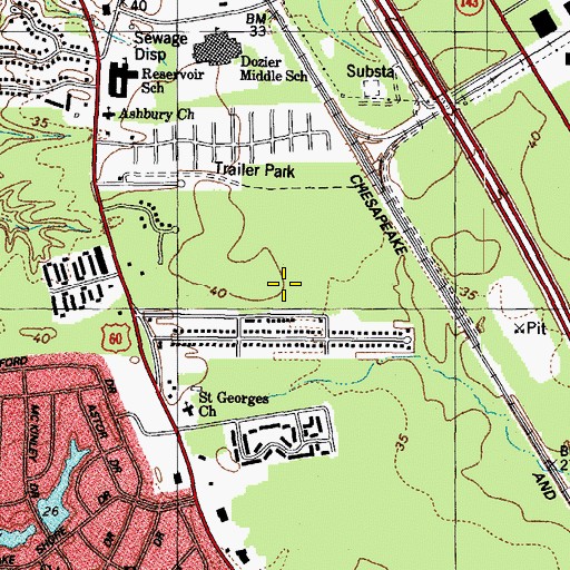 Topographic Map of Collards Mobile Home Park, VA
