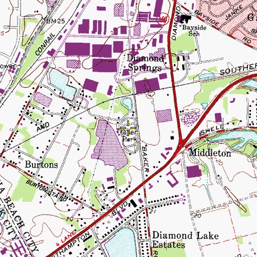 Topographic Map of Colonial Run Mobile Home Park, VA