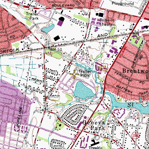 Topographic Map of Geneva Mobile Home Park, VA