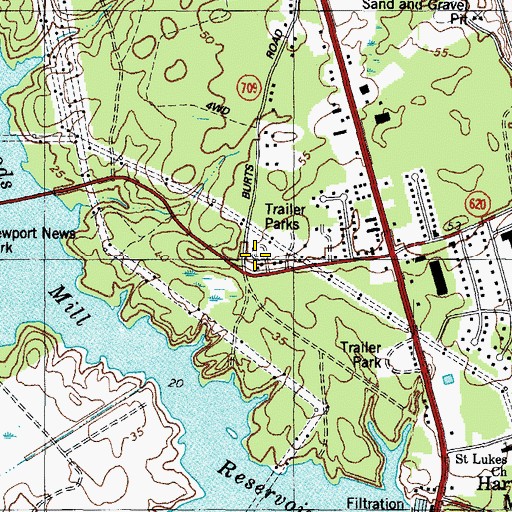 Topographic Map of Grafton Mobile Home Park, VA