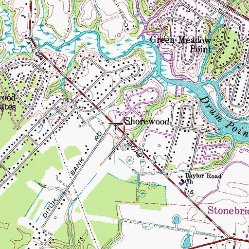 Topographic Map of Point Harbor Community Church, VA