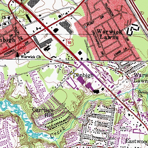 Topographic Map of Rock Church of Newport News, VA
