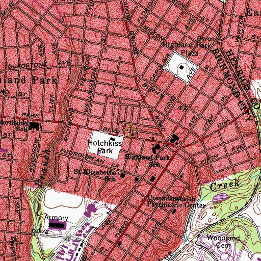 Topographic Map of Saint Mark's Church of God in Christ, VA