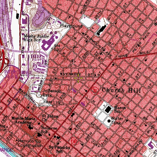 Topographic Map of Saint Paul Memorial Holy Church, VA