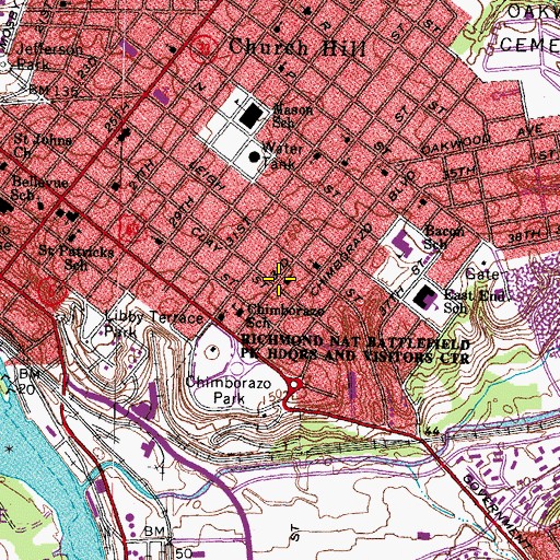 Topographic Map of Saint Stephen's Baptist Church, VA