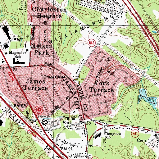 Topographic Map of Southern Virginia Baptist Church, VA