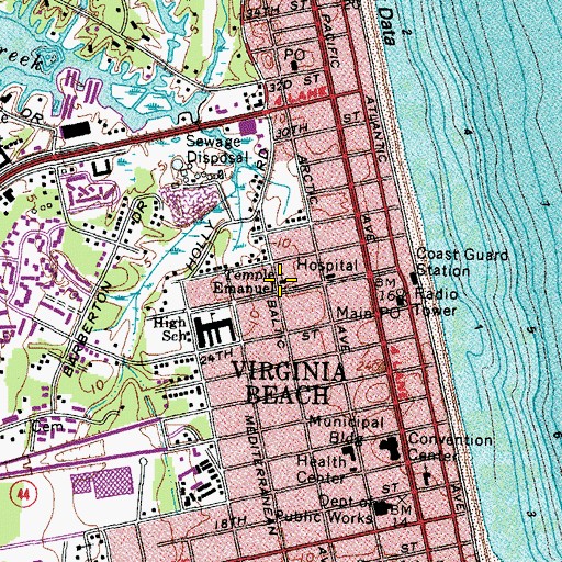 Topographic Map of Temple Emanuel Synagogue, VA