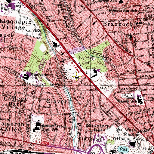 Topographic Map of The Church of Jesus Christ of Latter Day Saints Crystal City Ward, VA