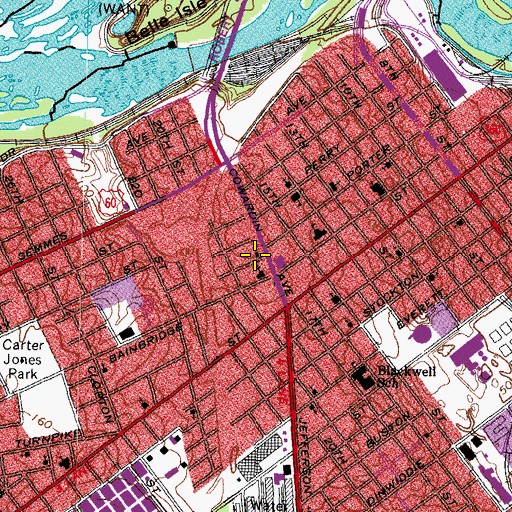 Topographic Map of Tower of Deliverance Church of God in Christ, VA