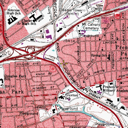 Topographic Map of Trinity Temple Church, VA