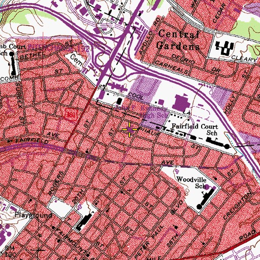 Topographic Map of Woodville Church of the Nazarene, VA