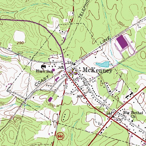 Topographic Map of Appomattox Regional Library System McKenney Library, VA