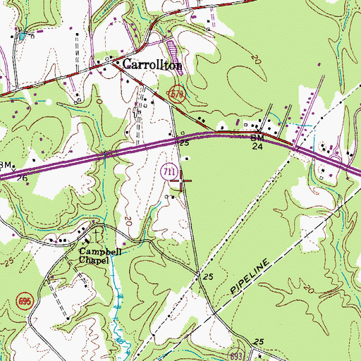Topographic Map of Carrollton Public Library, VA