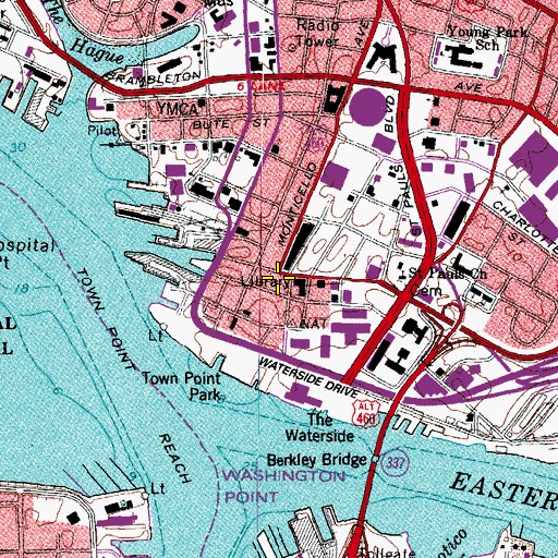 Topographic Map of Norfolk Public Library, VA