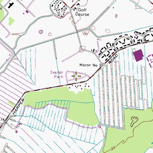 Topographic Map of Ocean Pines Mobile Home Park, VA