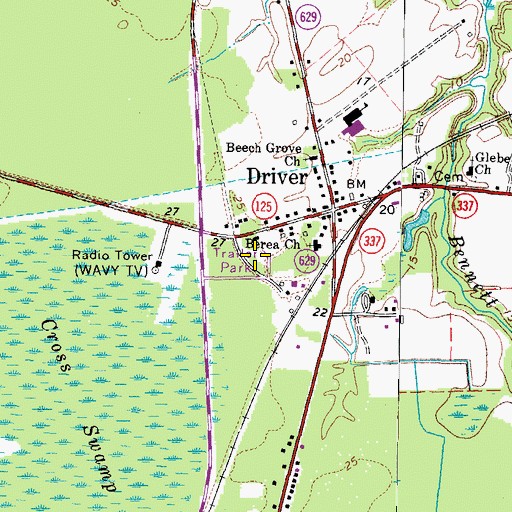 Topographic Map of Outlaw Mobile Home Park, VA