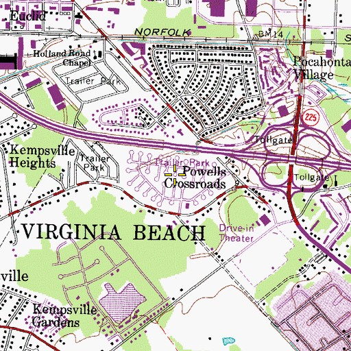 Topographic Map of Wedgewood Mobile Homes Park, VA
