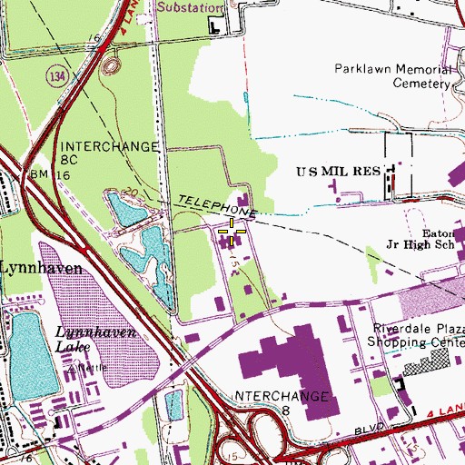 Topographic Map of Coliseum Park Nursing Home, VA