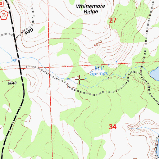 Topographic Map of Mill Spring, CA