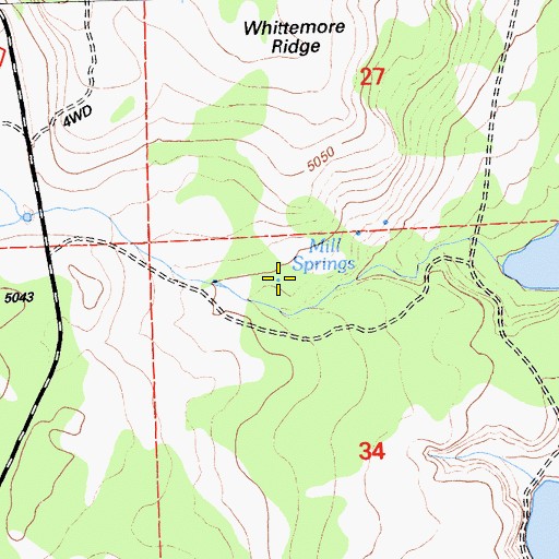 Topographic Map of Mill Spring, CA