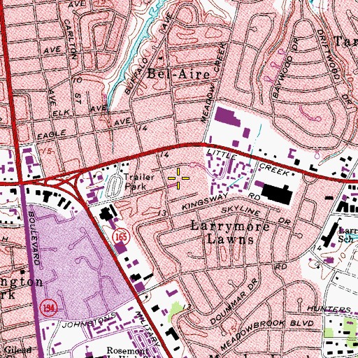 Topographic Map of Pinewood Inn Assisted Living Facility, VA