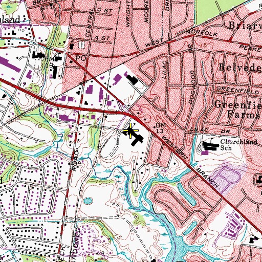 Topographic Map of Province Place of Maryview Assisted Living Facility, VA