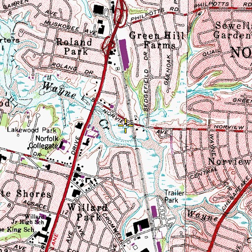 Topographic Map of Thornton Hall Assisted Living Facility, VA
