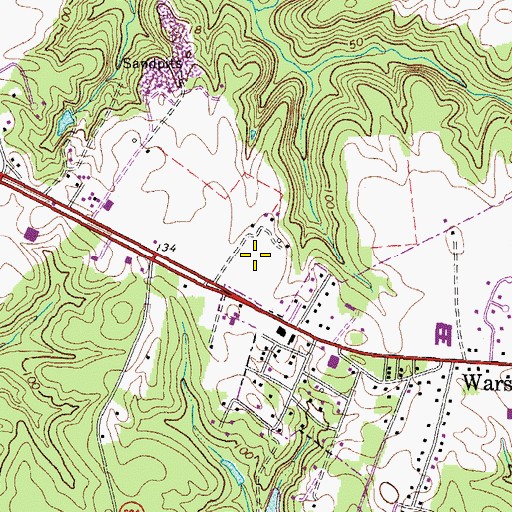 Topographic Map of Warsaw Healthcare Center Nursing Home, VA