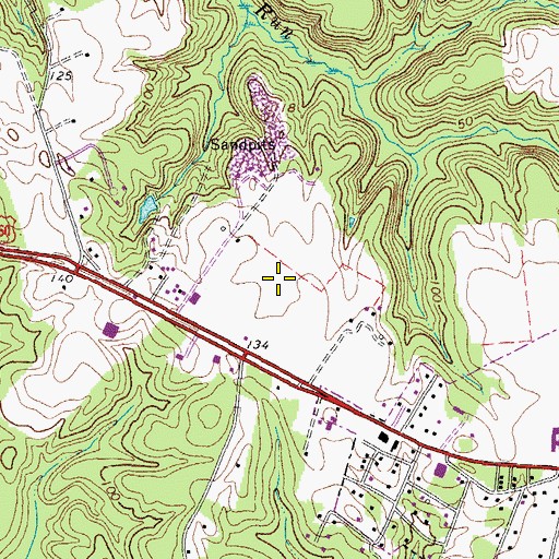 Topographic Map of Warsaw Village Retirement Center, VA