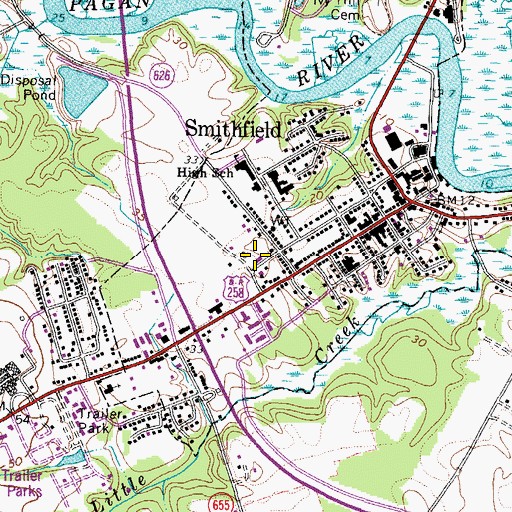 Topographic Map of Isle of Wight County County Health Center, VA