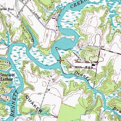 Topographic Map of Bennetts Creek Park Boat Ramp, VA