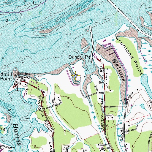 Topographic Map of Dandy Haven Marina, VA