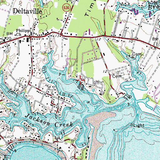 Topographic Map of Deltaville Marina, VA