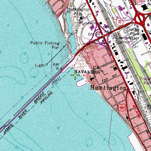 Topographic Map of Leeward Municipal Marina, VA
