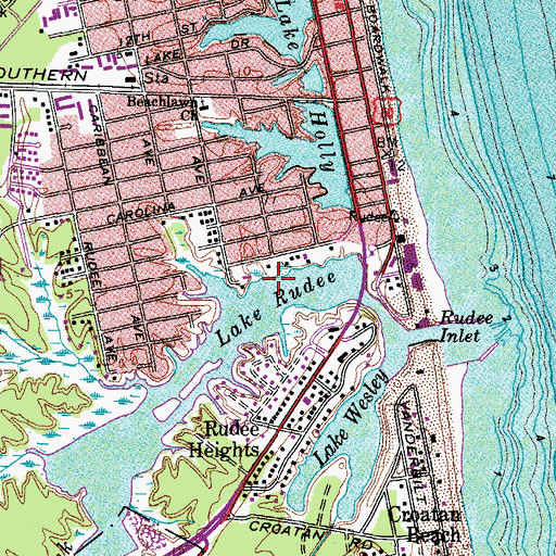 Topographic Map of Rudee's Inlet Station Marina, VA