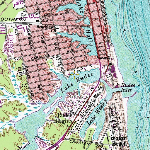 Topographic Map of Rudee's Inlet Station Marina, VA