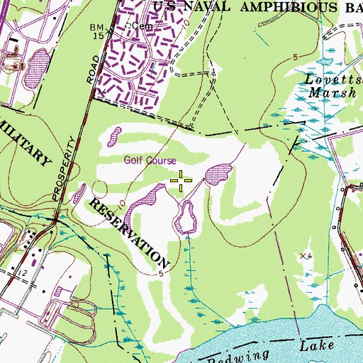 Topographic Map of Red Wing Lake Golf Course, VA