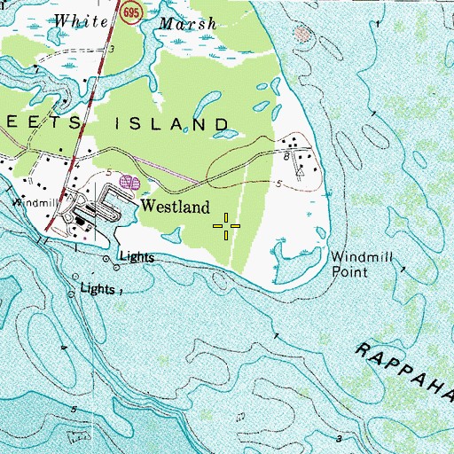 Topographic Map of Windjammer Golf Course, VA