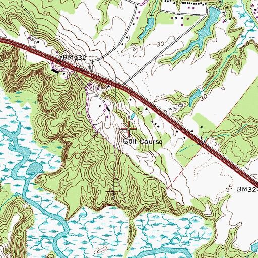 Topographic Map of Woodside Country Club, VA