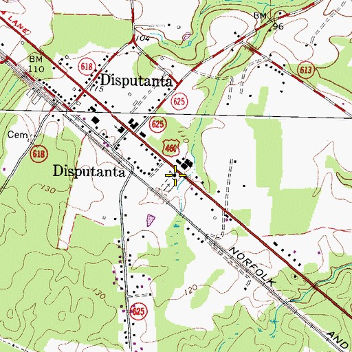 Topographic Map of First Baptist Church, VA