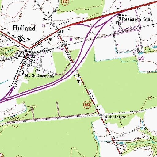 Topographic Map of Holland Mission United Church of Christ, VA