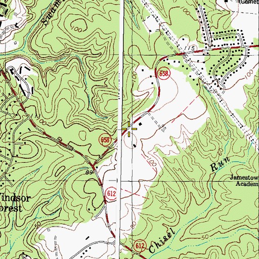 Topographic Map of Jamestown Christian Fellowship Church, VA