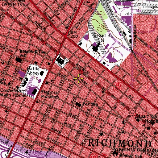 Topographic Map of Metropolitan Community Church of Richmond, VA