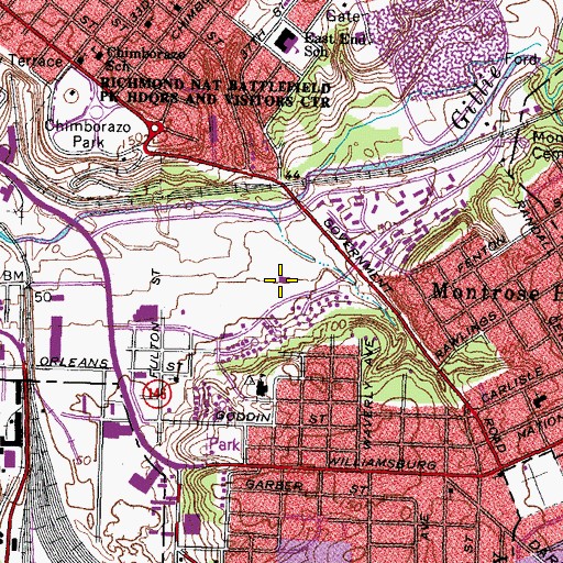Topographic Map of Mount Calvary Baptist Church, VA