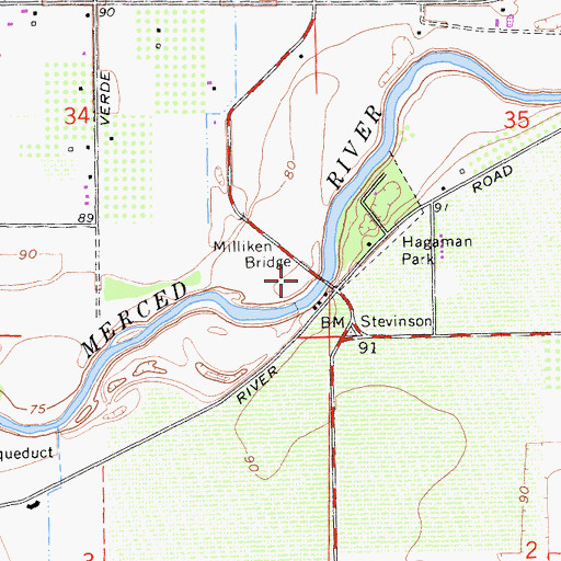 Topographic Map of Milliken Bridge, CA